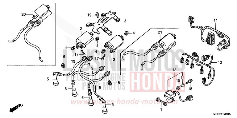 HILFSKABELBAUM/ZUENDSPULE von CB1100 ABS PEARL MILKEY WHITE (NH162) von 2013